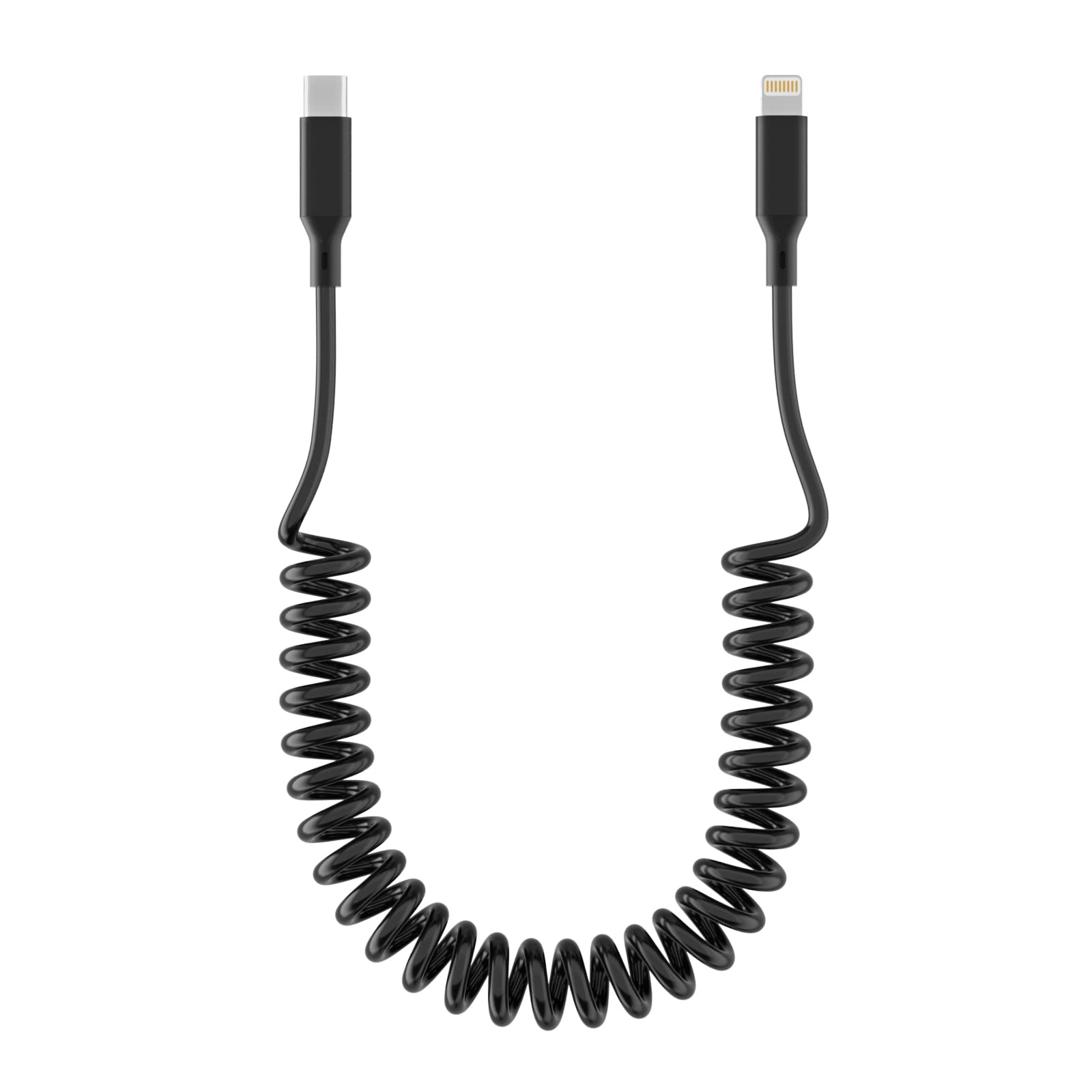 KETAKY Plus Coiled USB-C to Lightning Cable - MFi Certified Retractable Charger for iPhone & iPad | Fast Charging & Data Sync | Apple CarPlay Compatible | Perfect for Car, Home & Office Use