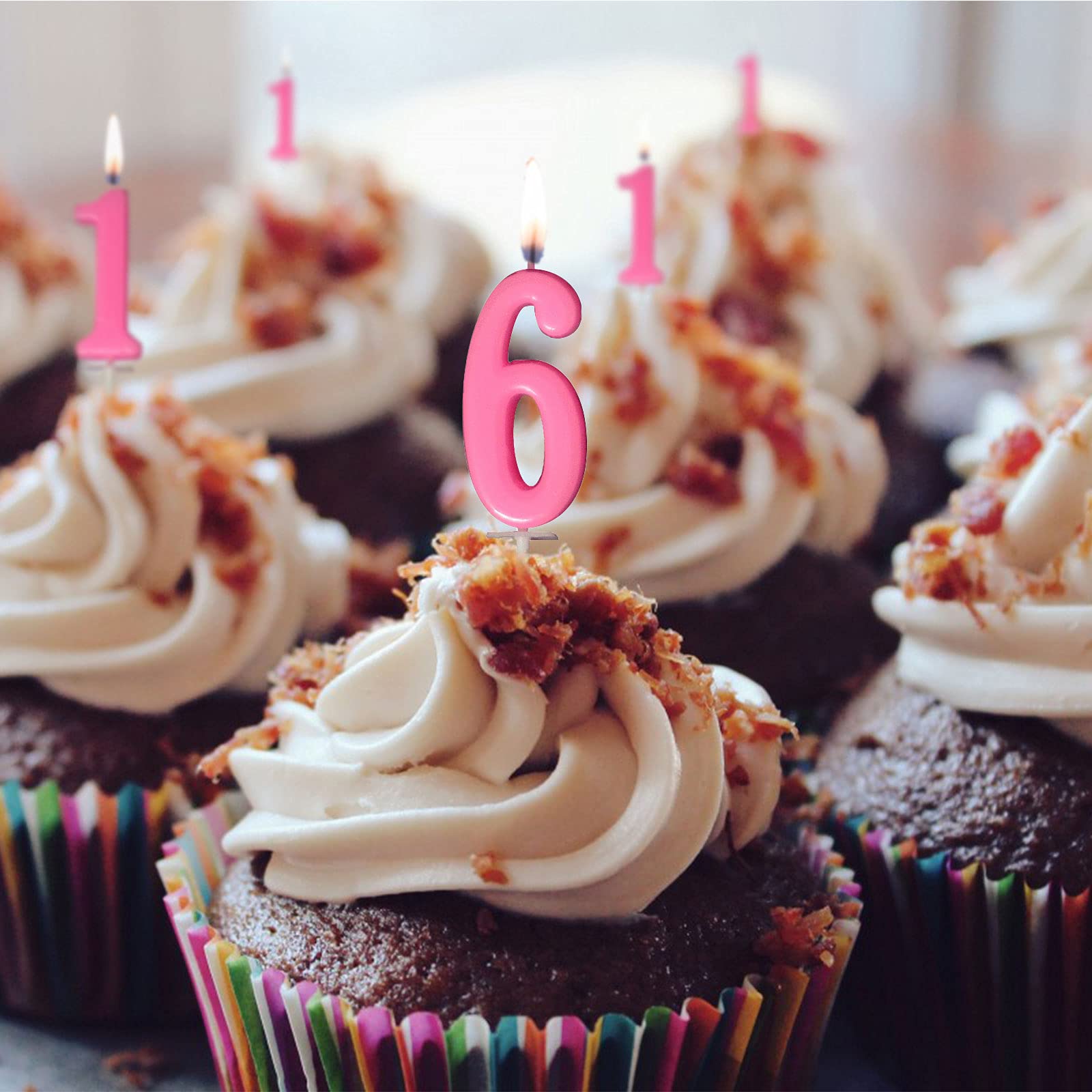 10-Piece Birthday Number Candles Set (0-9) - Pink Cake Toppers for Kids & Adults - Perfect for Birthday Cakes, Cupcakes & Party Decorations