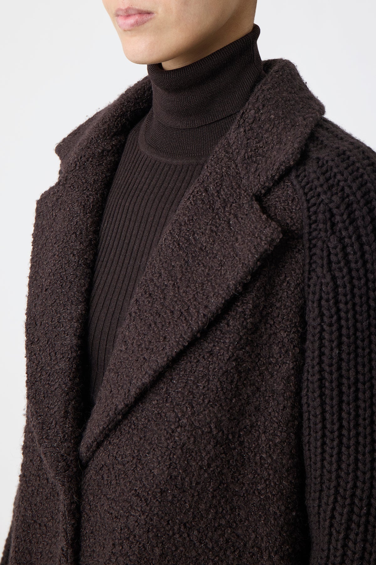 Luxury Charles Coat in Chocolate Brown - Recycled Cashmere Boucle Jacket for Women | Warm Winter Outerwear for Office & Casual Wear