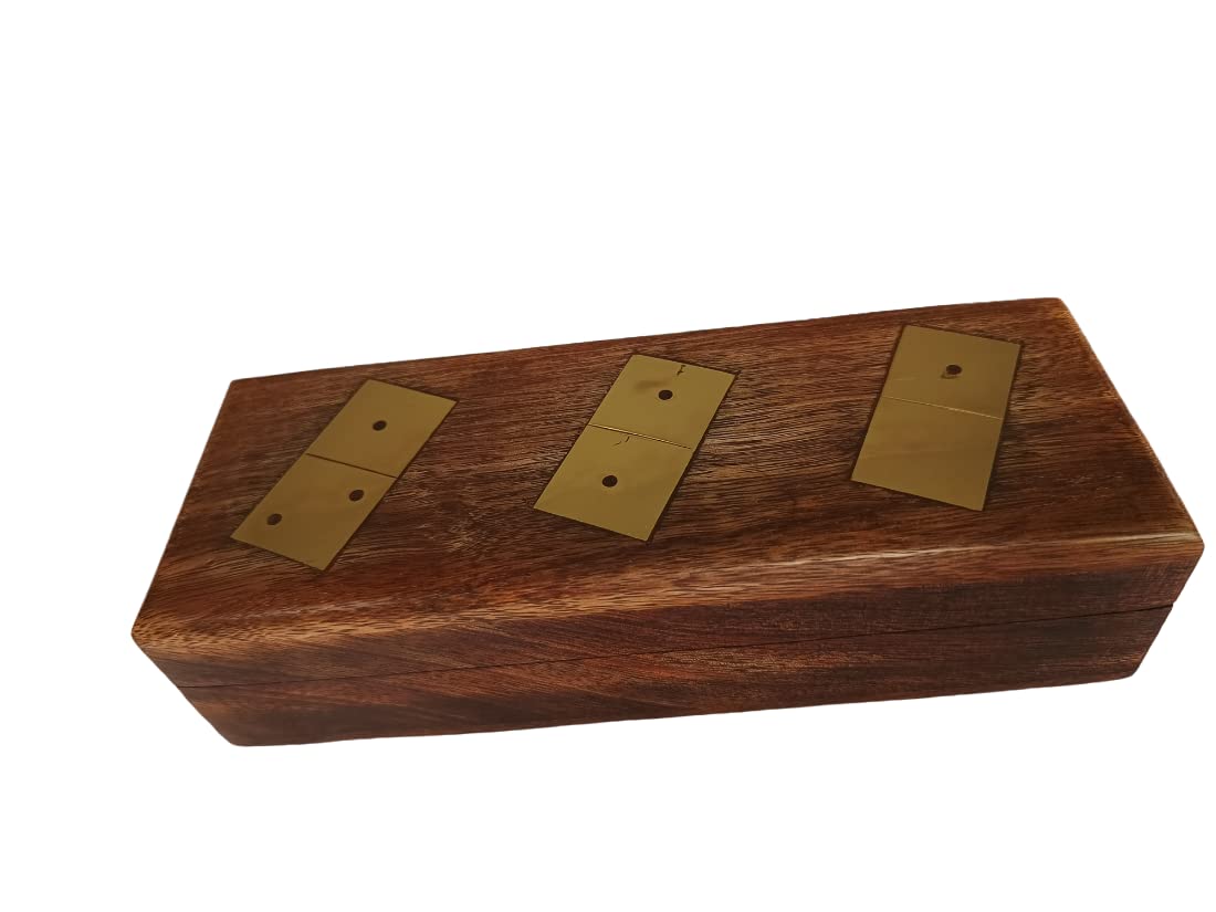 Premium Wooden Domino Game Set with Brass Inlays - Classic Dominoes for Adults & Family Game Night - Perfect for Time Management, Strategy Games, and Social Gatherings