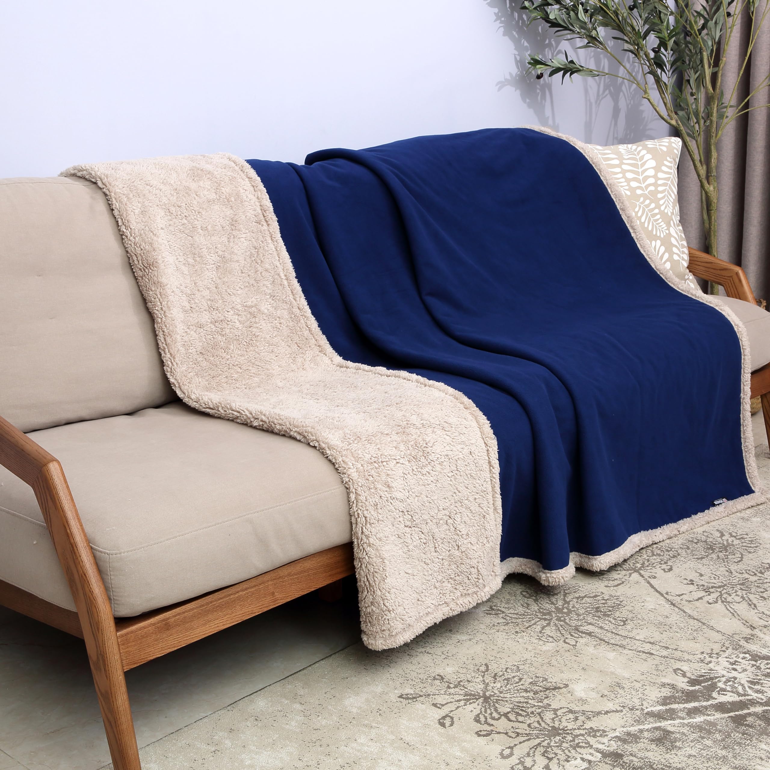 Waterproof Love Blanket for Sex - Soft & Cozy Catalonia Classy Blanket, Large 150x200cm, Marine/Taupe - Perfect for Couples, Pets & Sofa Protection