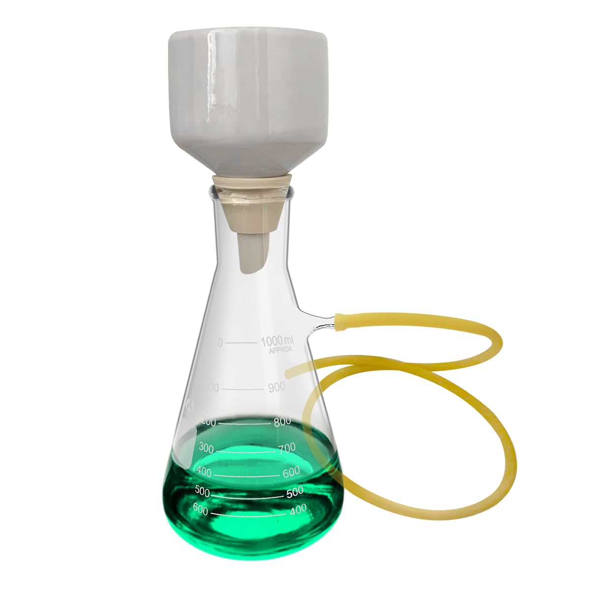 Buchner Funnel Filter Flask Set - 1000ml Vacuum Flask with 80mm Ceramic Funnel for Laboratory Filtration | Ideal for Chemistry Experiments, Scientific Research & Liquid Filtration Processes