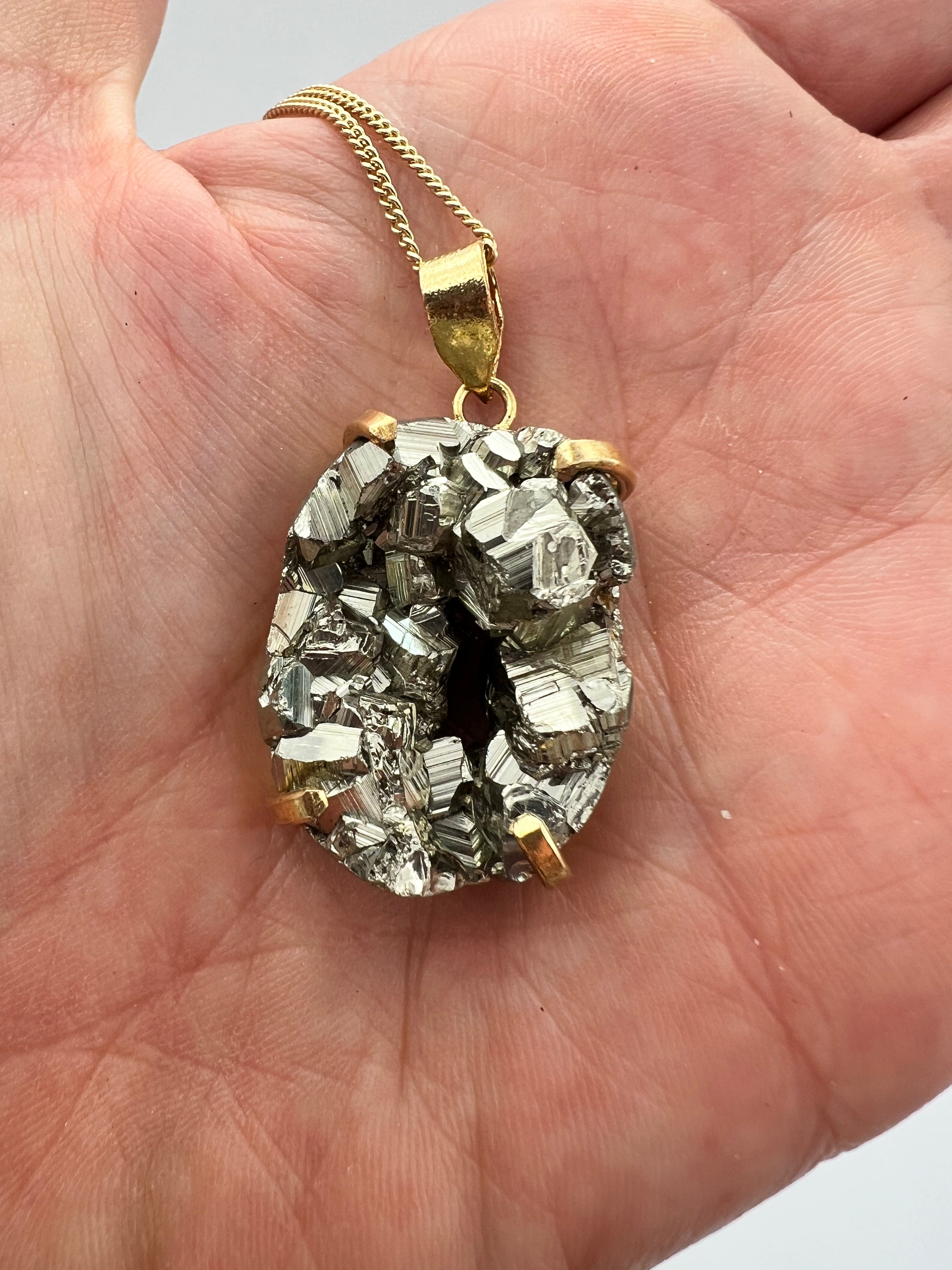 Gold Plated Pyrite Necklace for Women - Crystal and Sage Jewelry - Perfect for Meditation, Yoga & Spiritual Healing