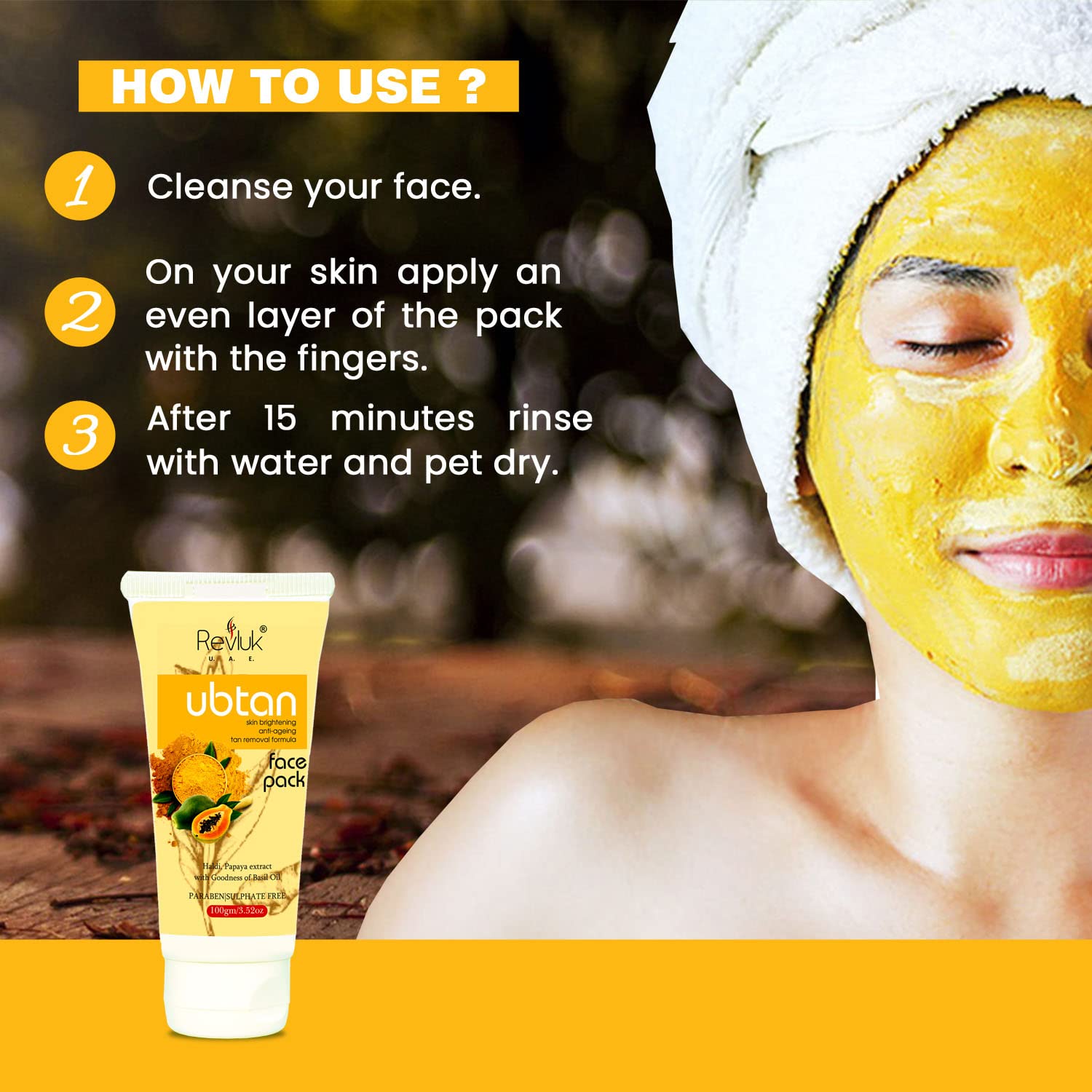 Revluk UBTAN Face Pack for Tan Removal, Oil Control, Acne & Pimples Treatment – 100gm Detan & Brightening Facial Mask for Glowing Skin | Perfect for Daily Skincare & Post-Sun Care Routine