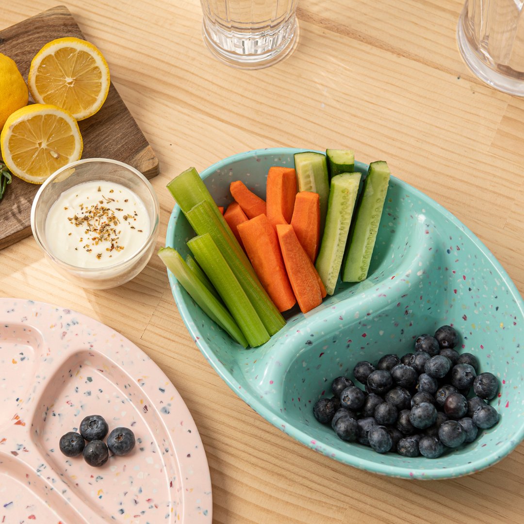 2-Piece Confetti Divided Serving Dish Set - Green - Perfect for Party Snacks, Appetizers & Desserts