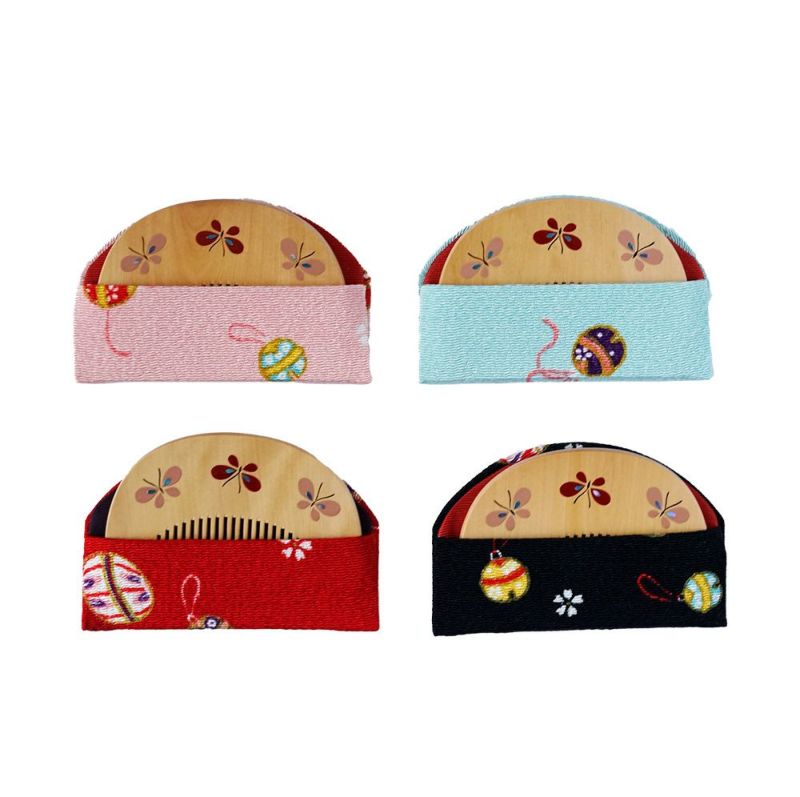 Handmade Kyoto Japanese Maki-e Urushi Lacquer Tsuge Boxwood Hair Comb with Chirimen Crepe Fabric Case - Butterfly Design | Traditional Japanese Hair Accessory for Weddings, Tea Ceremonies & Special Occasions