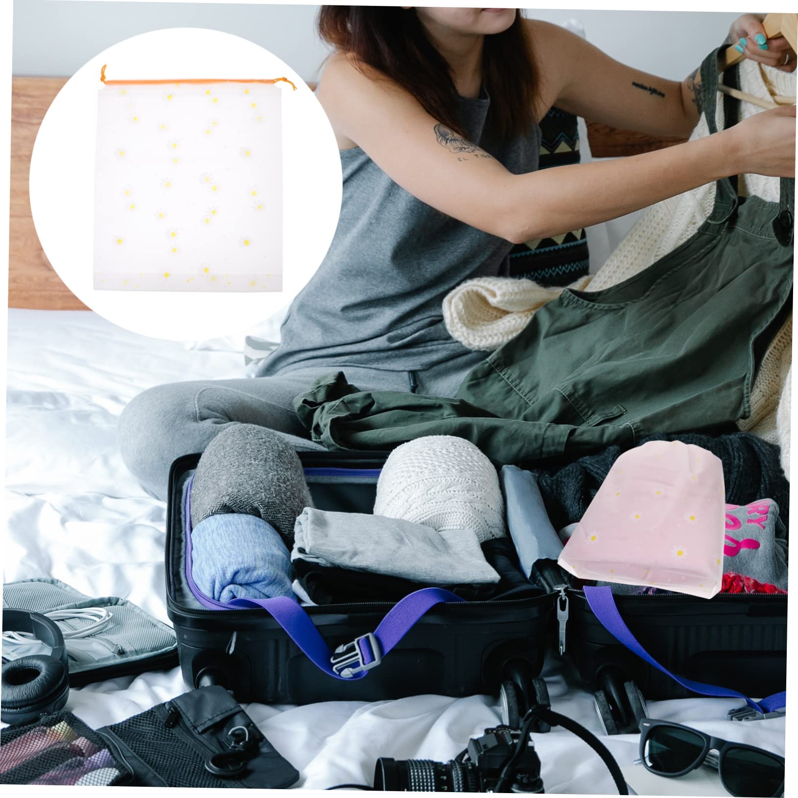 WHAMVOX Vacuum Storage Bags for Clothes, Quilts & Cosmetics - Space Saving Compressed Organizer Bags with PVC Material - Perfect for Travel, Home & Closet Organization