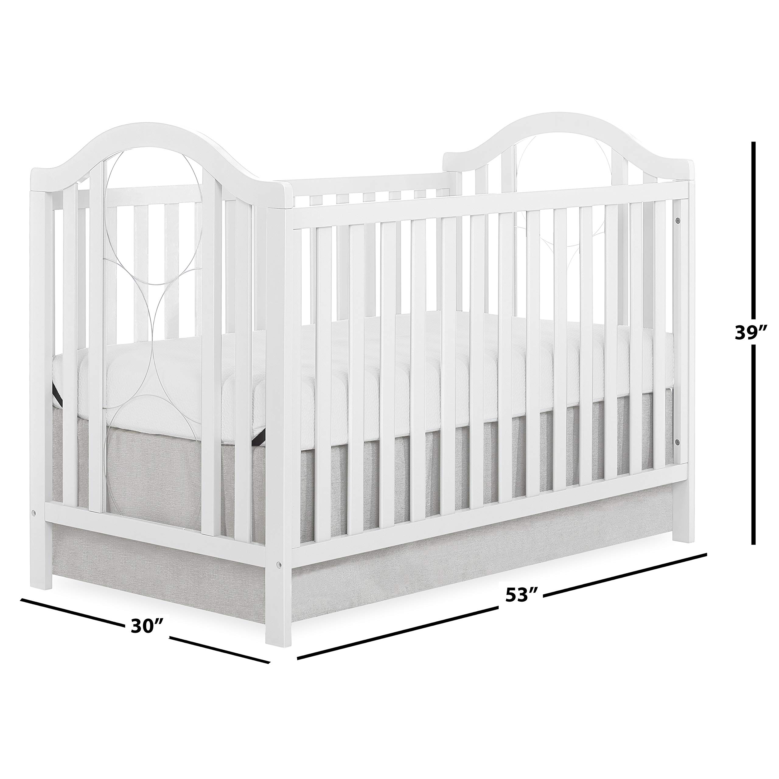 Ariel Convertible Crib in White - Greenguard Gold Certified Safe Baby Crib | Nursery Furniture for Newborns & Toddlers | Converts to Toddler Bed & Daybed