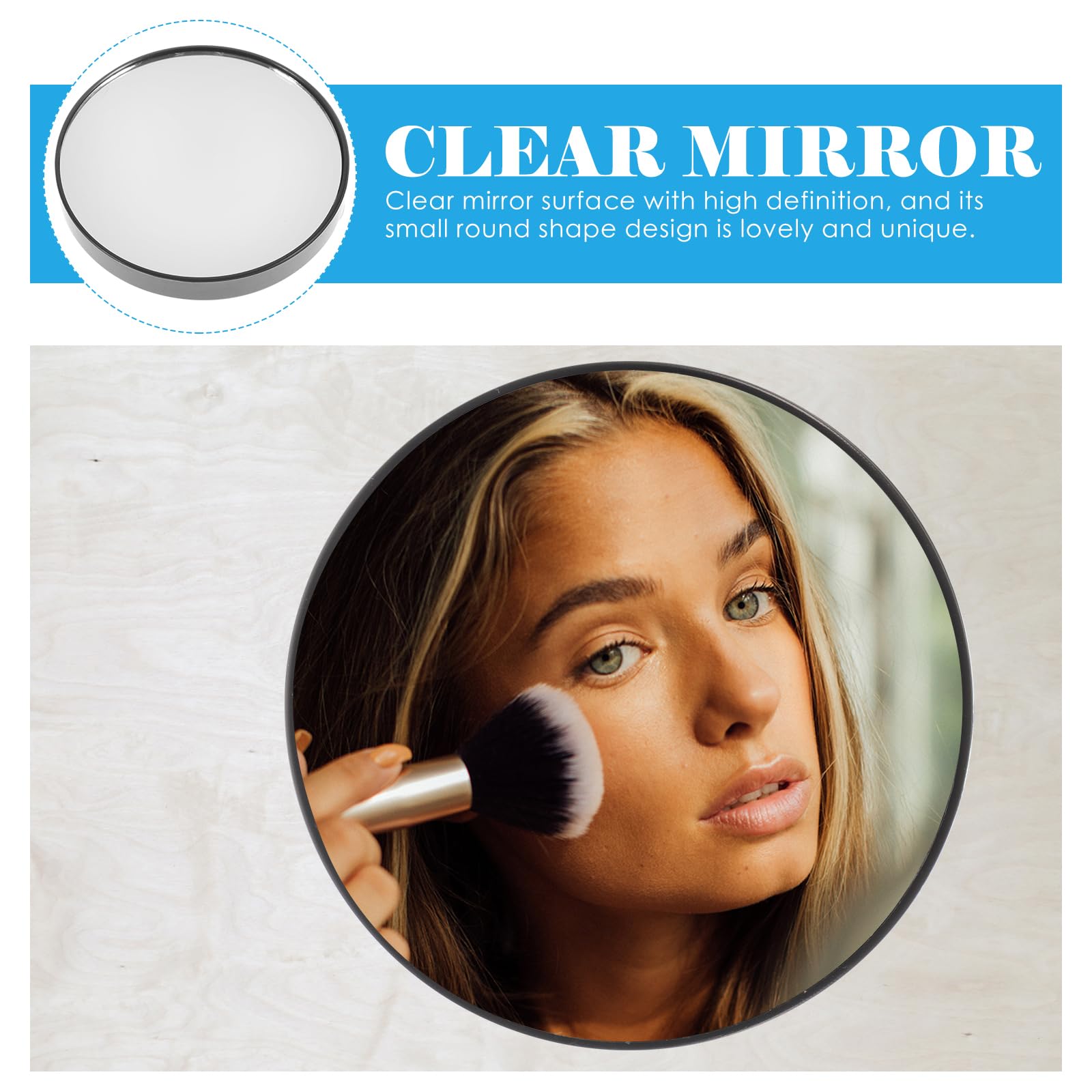 HEALLILY 7.5cm 5X Magnifying Glass Mirror - Small Round Wall Mirror for Makeup, Cosmetic, Bathroom with Suction Cups (Black) - Perfect for Travel, Home Vanity & Professional Salon Use