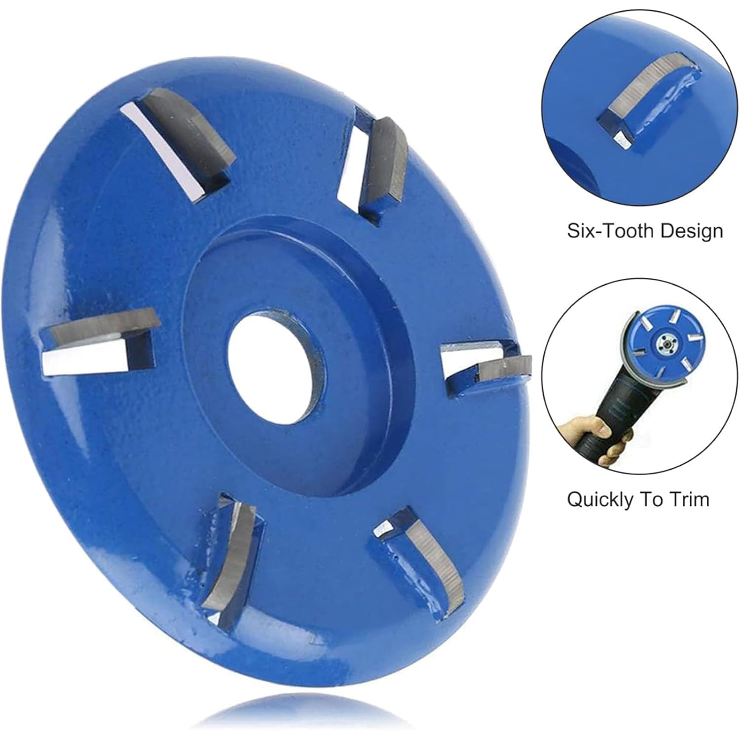 Backkitchen 6 Teeth Wood Carving Disc - Stump Grinder Blade for Angle Grinder (22mm Inner Diameter, Flat Blade) - Perfect for Tree Stump Removal, Wood Carving & DIY Projects