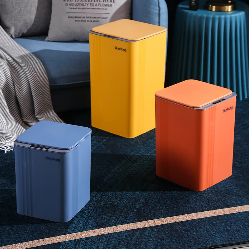 TOMYEUS 14L Automatic Smart Sensor Trash Can - Hands-Free Motion Activated Kitchen & Bathroom Garbage Bin with 3 Modes (Kick, Knee, Sensor) - Ideal for Home, Office, Dorm (Blue)