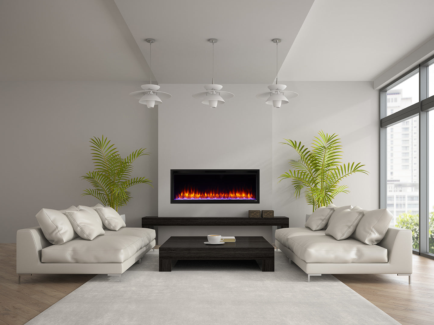 SimpliFire Allusion 50-Inch Platinum Electric Fireplace - Modern Black (SF ALLP50 BK) for Living Room, Bedroom & Office Heating