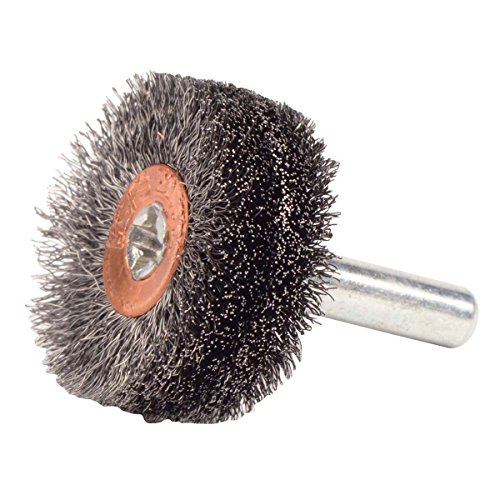 Weiler Steel Wheel Brush - 0.006 in Bristle Diameter Shank Attachment - 1 1/4 in Outer Diameter - 20000 Max RPM - Model 17600 - Perfect for Metal Cleaning, Rust Removal & Surface Preparation - Industrial & DIY Use