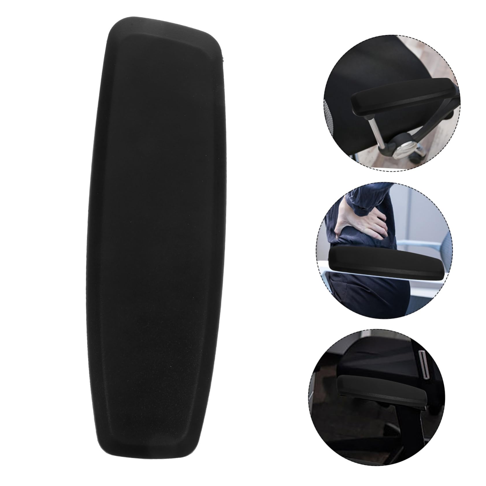 KALLORY 4-Piece Black Polyurethane Office Chair Armrest Pads - Ergonomic Cushion Covers for Desk, Gaming & Computer Chairs - Comfortable Support for Long Work Hours & Gaming Sessions