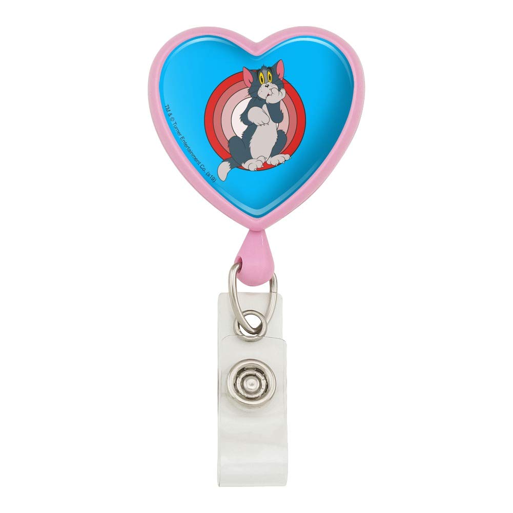 Tom and Jerry Heart Lanyard with Retractable Reel - Cute Cartoon Badge Holder for ID Cards, Keys & Work Accessories - Perfect for Teachers, Nurses, Office Workers & Convention Attendees