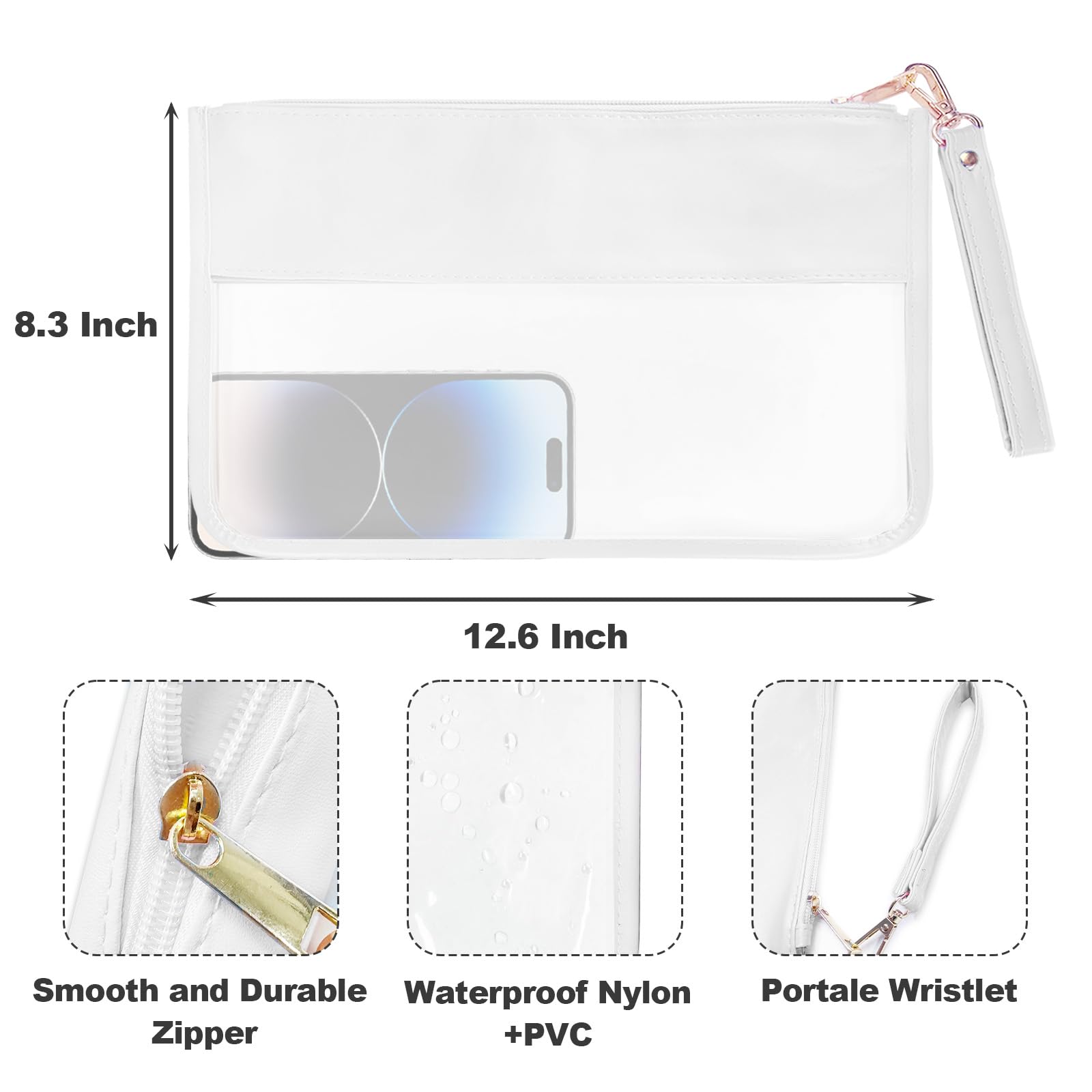 Clear Makeup Bag for Women - Waterproof PVC Travel Cosmetic Organizer with Zipper Pouch, Cute Toiletry Storage for Cosmetics, Snacks & Essentials | Perfect for Travel, Gym, Beach & Daily Use