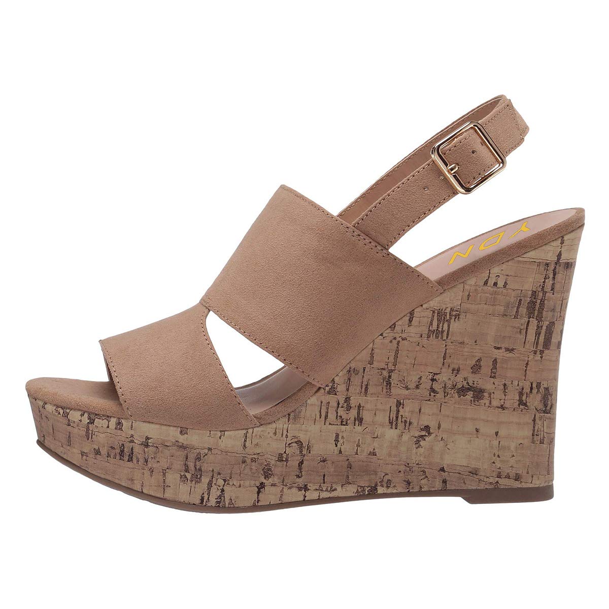 YDN Women's Summer Wooden Wedge Heel Sandals - Open Toe Slingback Platform Comfort Pumps - Slip On Dress Shoes for Beach Vacation, Party & Casual Outfits