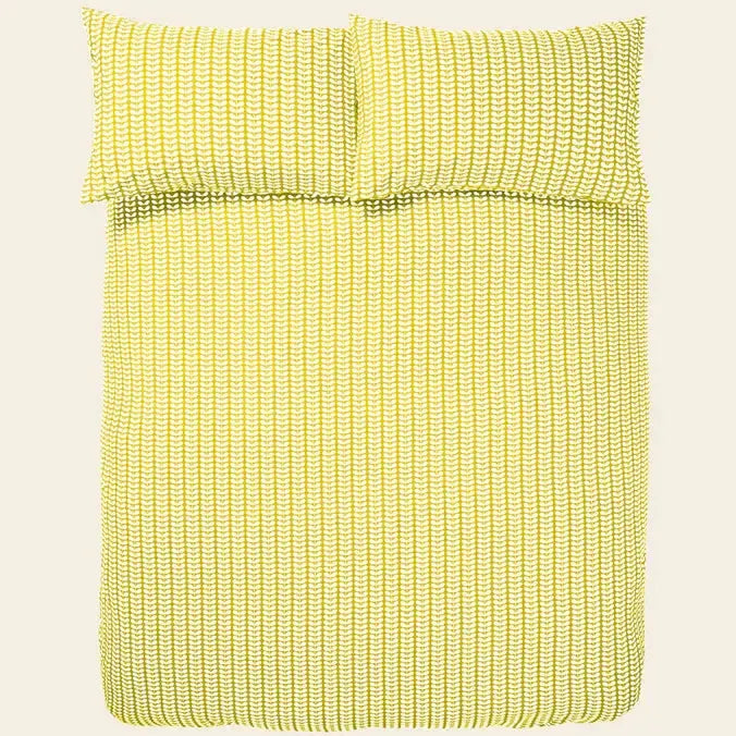 Orla Kiely Tiny Stem Duvet Cover Set - Queen Size Yellow Floral Bedding Set for Modern Bedroom Decor | Soft & Stylish Duvet Cover with Matching Pillowcases