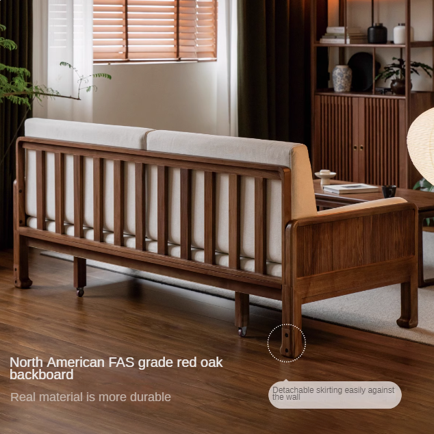 Premium Black Walnut & Oak Solid Wood Foldable Sofa Bed - Convertible Sleeper Couch for Small Spaces, Guest Rooms & Apartments