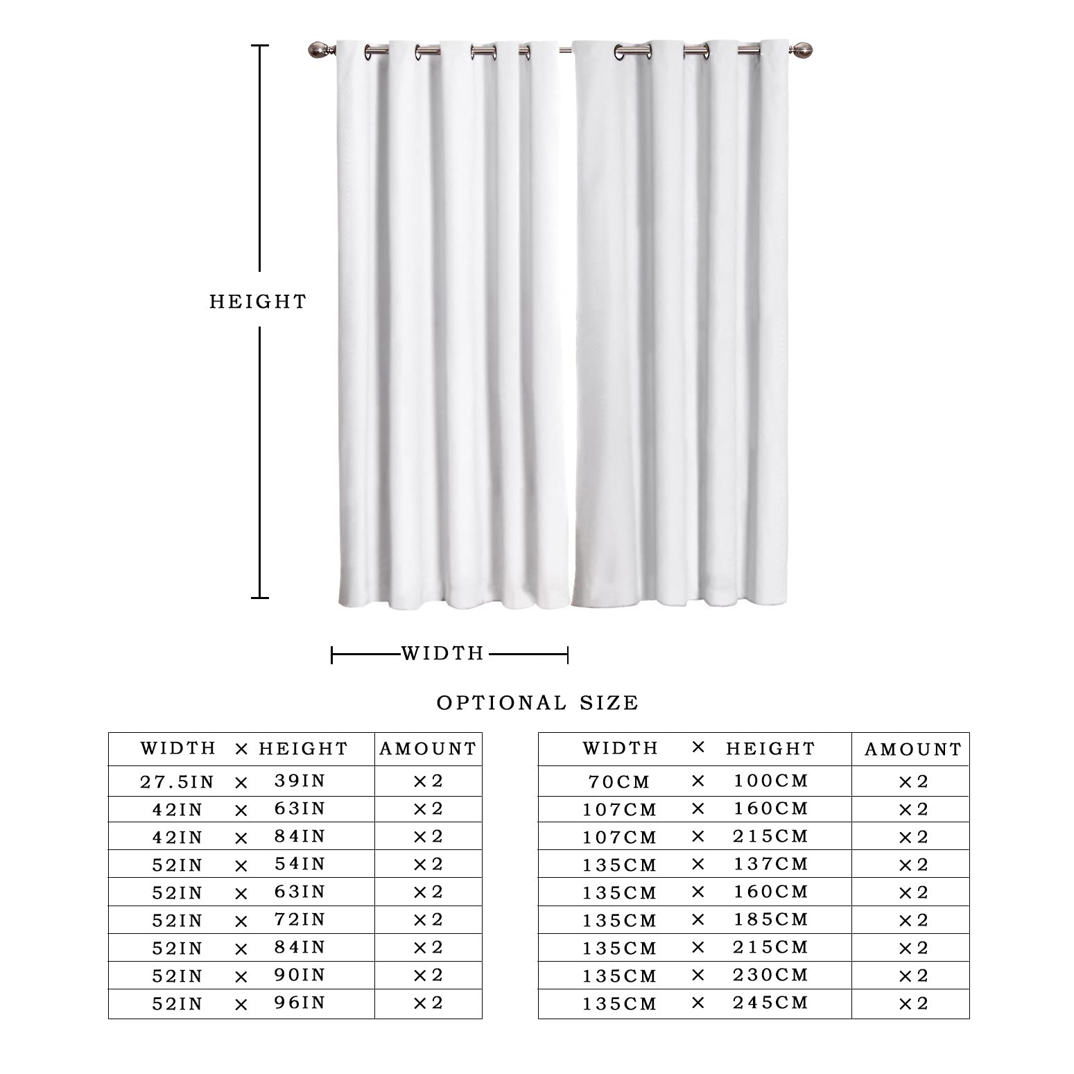 Blackout Curtains for Laundry Room - 2 Panels 40