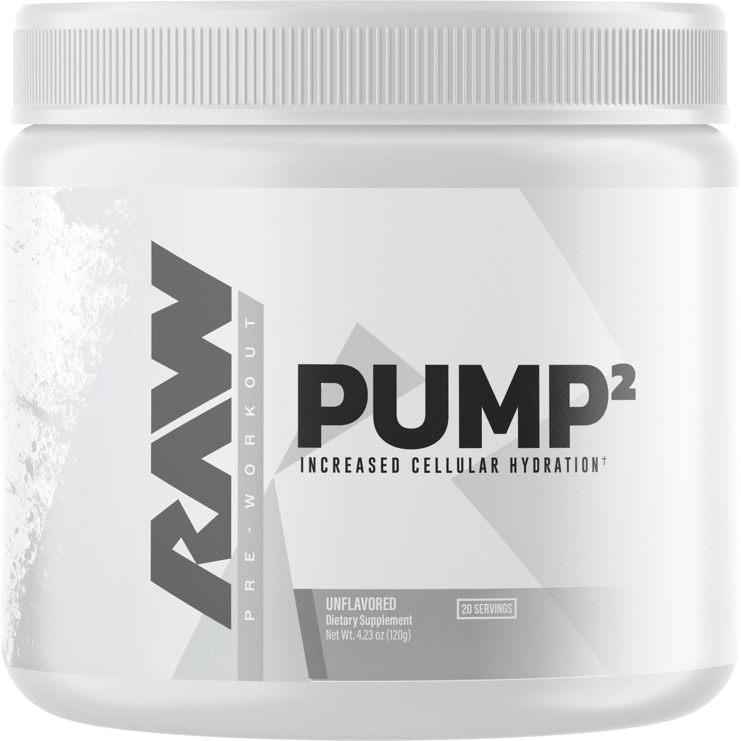 RAW Nutrition Pump2 Unflavored Pre-Workout Supplement - Nitric Oxide Booster for Muscle Pumps & Performance - Gym, Bodybuilding & Fitness Training Support