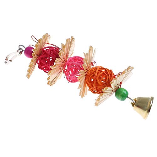 Colorful Parrot Chew Toys with Bells - Durable Bird Chewing Strands & Bite Balls for Parakeets, Cockatiels - Fun & Safe Pet Bird Supplies for Cage Play & Mental Stimulation