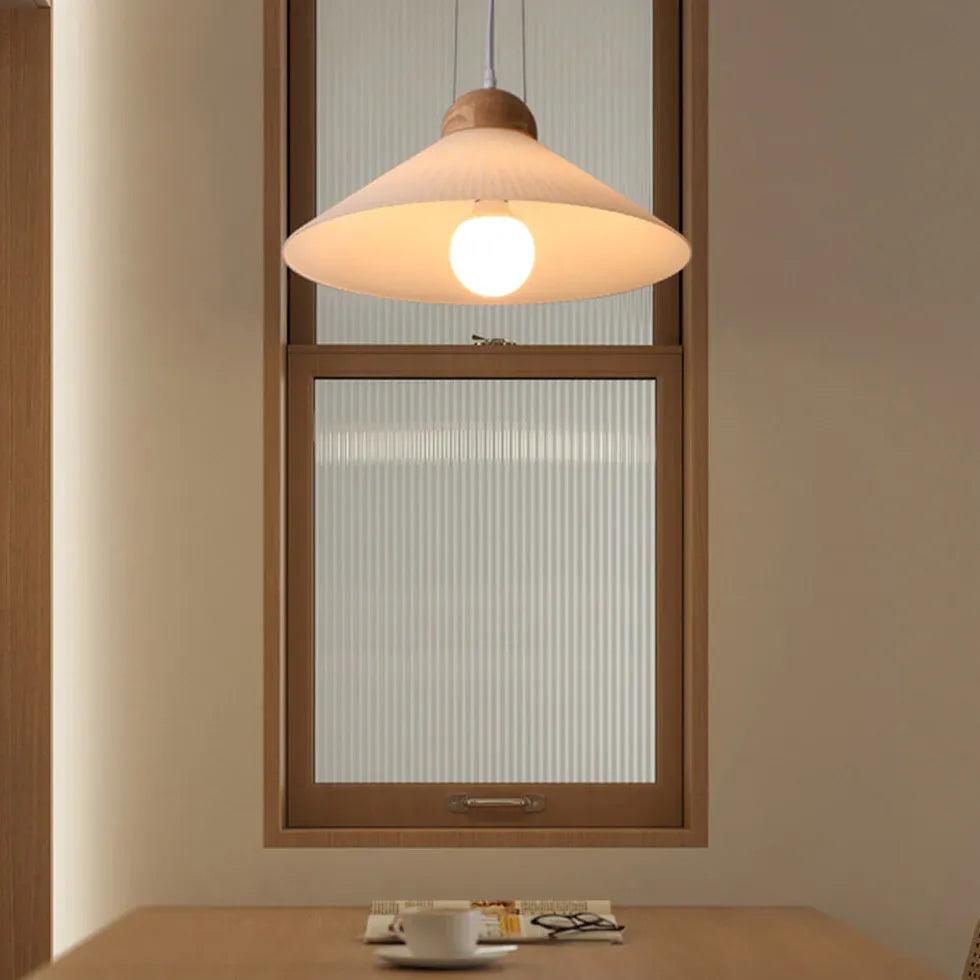 Modern Wooden Umbrella-Shaped Pendant Light - Stylish Ceiling Lighting for Dining Room, Kitchen, or Bedroom Decor