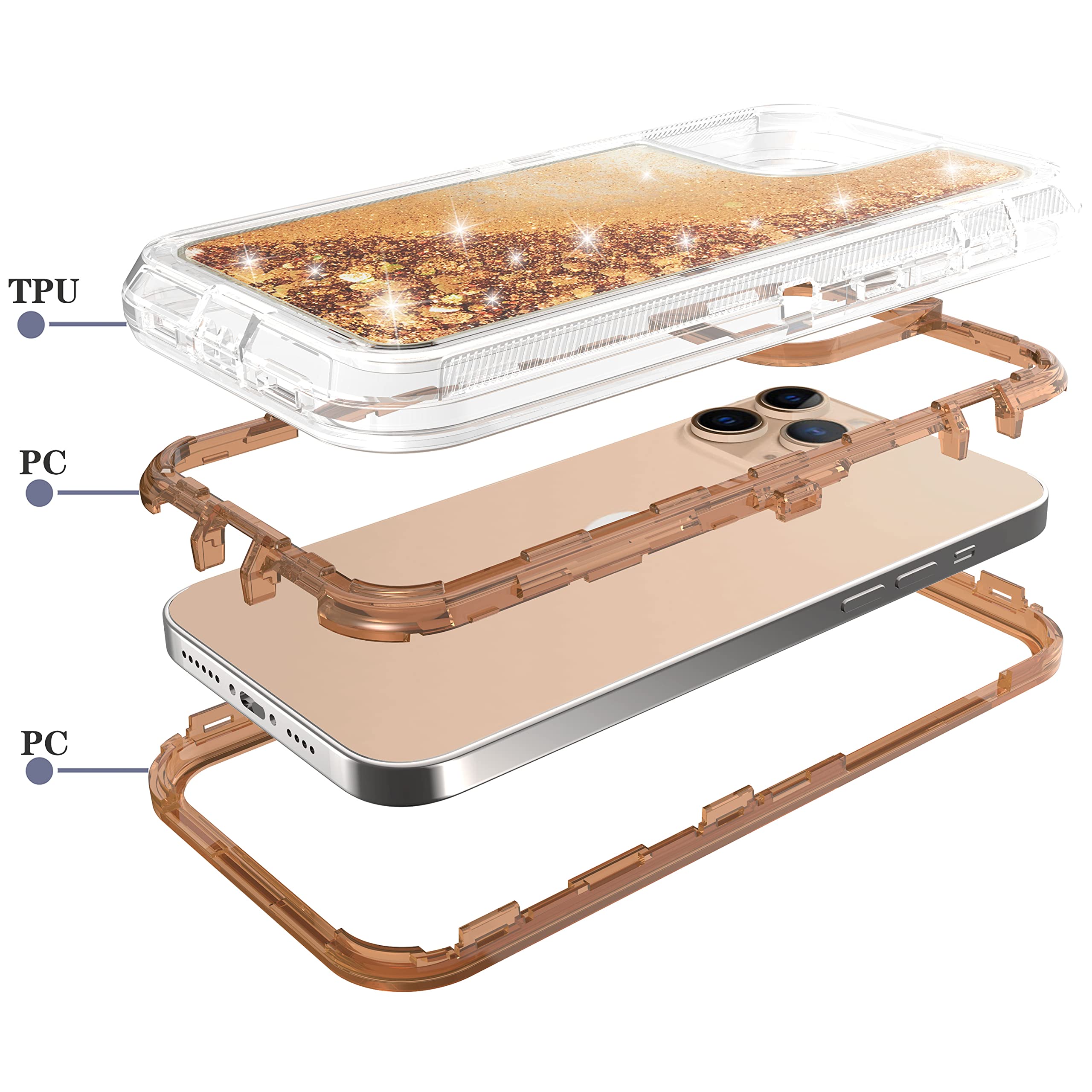 Premium Shockproof Hybrid Quicksand Glitter Case for iPhone 13 Pro Max 6.7
