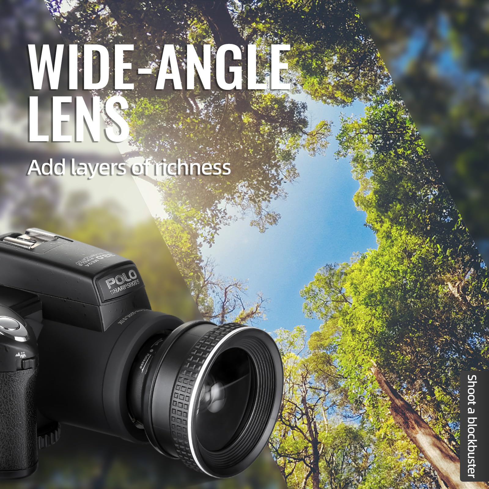 NBD -PT 33MP DSLR Camera with 24X Telephoto Lens & 0.5X Wide Angle Lens - 1080P HD Vlogging Camera with LED Light - Best Beginner DSLR for Travel, YouTube & Photography Enthusiasts