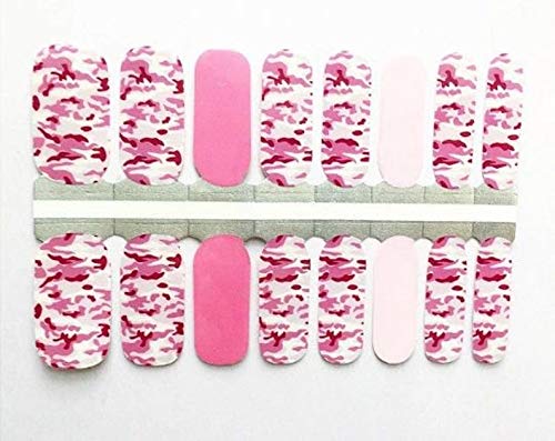 Pink Camo Nail Polish Wraps - Waterproof Nail Art Stickers for Women, DIY Nail Strips for Home Manicure, Perfect for Parties, Weddings & Everyday Wear