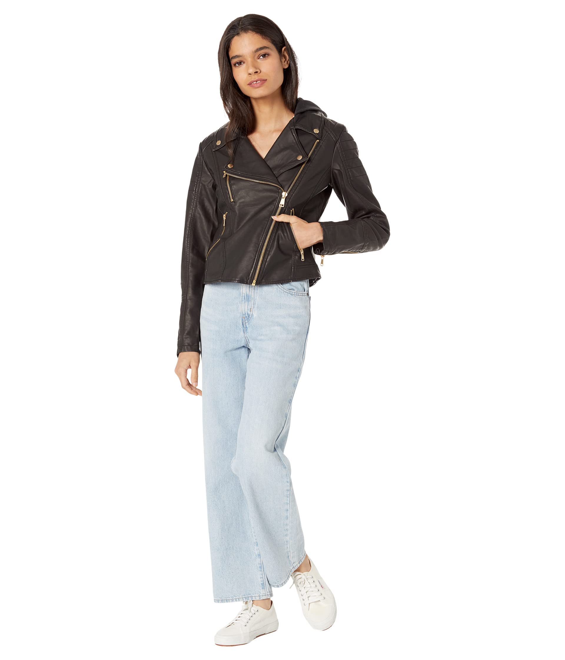 Free People Harriett Faux Leather Jacket - Black XS (Women's 0-2) | Vegan Leather Moto Style for Casual Outfits & Night Out