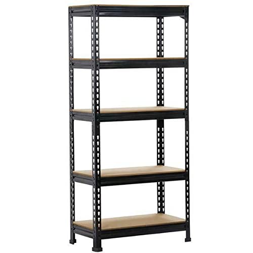 5-Tier Adjustable Steel Garage Storage Shelves - Heavy Duty Metal Shelving Unit for Closet, Pantry & Home Organization - Perfect for Garage Storage, Book Shelving & Closet Organizers
