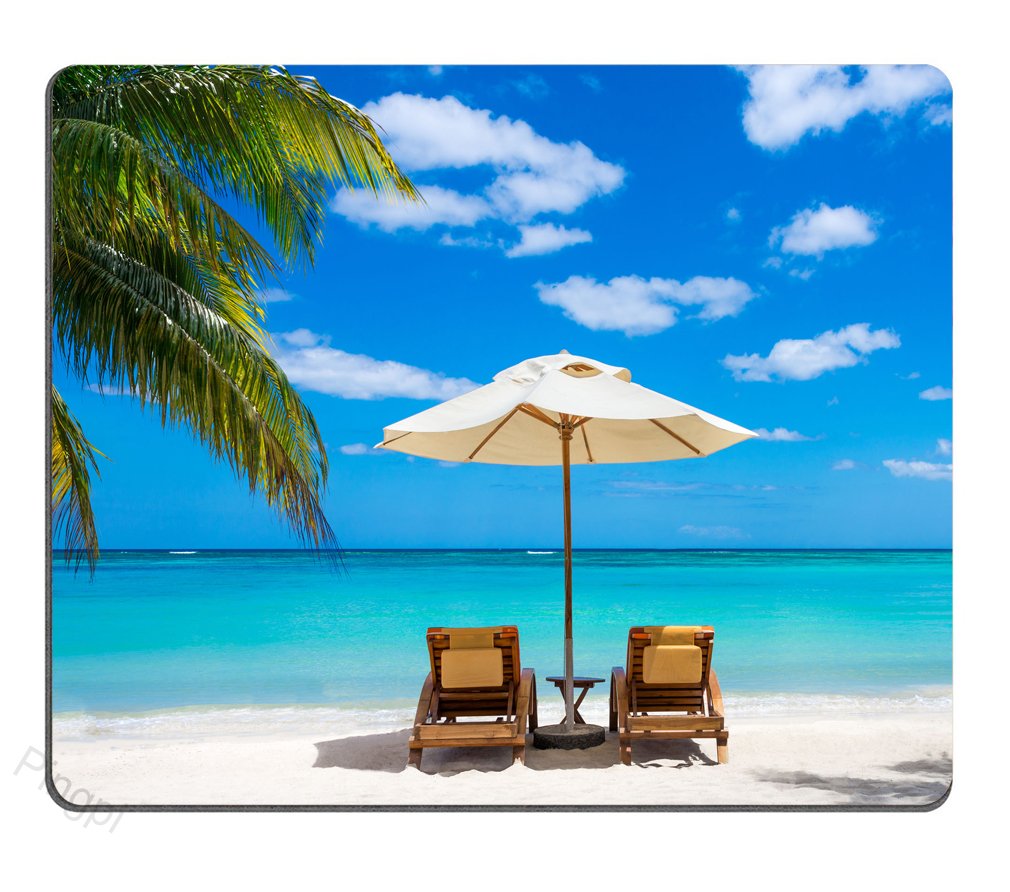 Premium Gaming Mouse Pad - Non-Slip Rubber Backing with Idyllic White Beach & Turquoise Tropical Sea Design - Perfect for Office, Gaming & Home Workspace