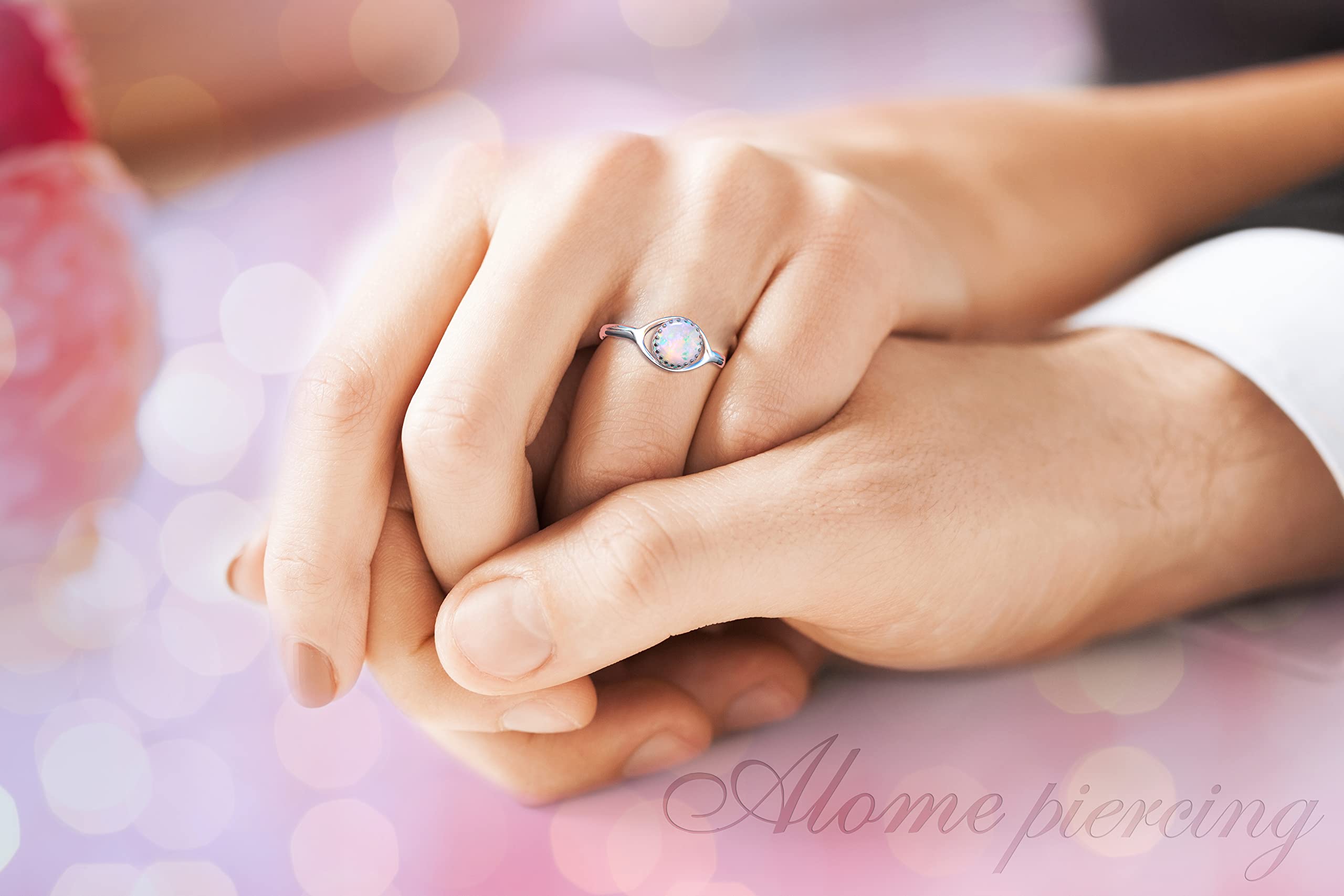 White Opal Ring for Women | 925 Sterling Silver 8mm Opalite Ring | Elegant Jewelry Gift Box for Weddings, Engagements, Birthdays & Special Events | Perfect for Everyday Wear, Date Nights & Formal Occasions
