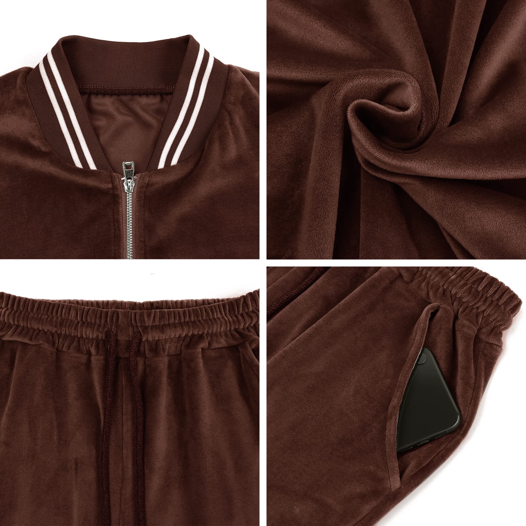 Totatuit Women's 2-Piece Velour Tracksuit Set - Long Sleeve Zip Up Hoodie & Jogger Pants with Pockets | Lounge Wear, Athleisure Outfit for Home, Gym & Running