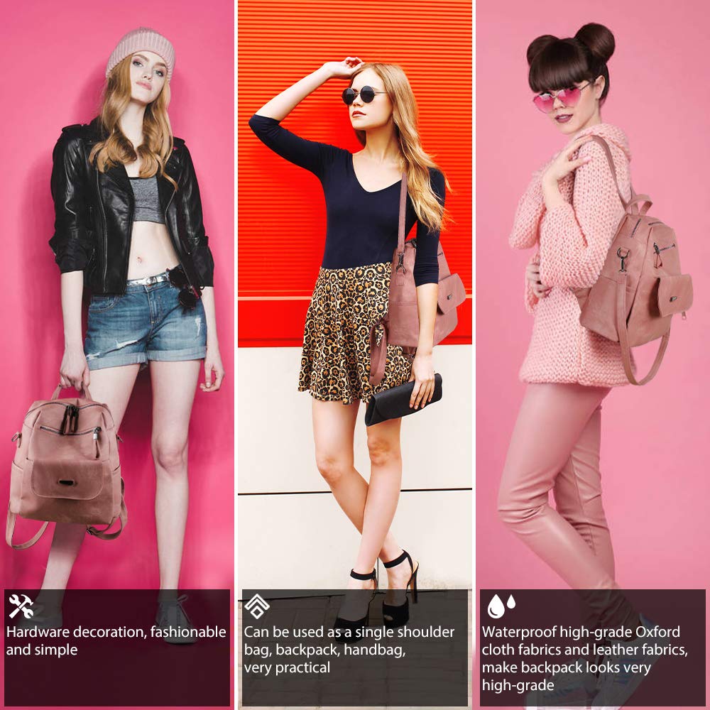 Stylish Women's Leather Backpack Purse - Small Waterproof Anti-Theft Shoulder Bag Handbag for Daily Use, Travel & Work