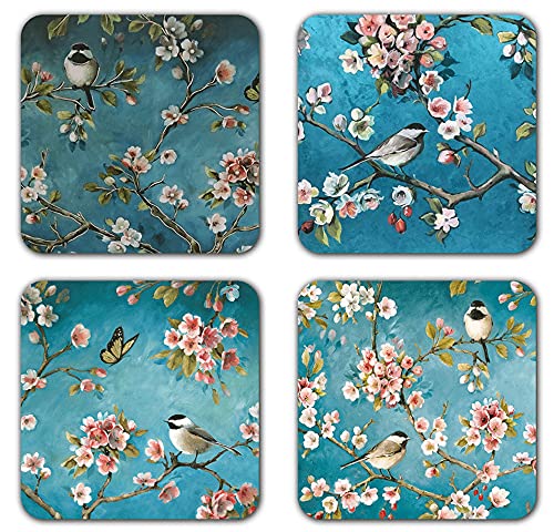 Hand Painted Watercolor Flowers and Birds