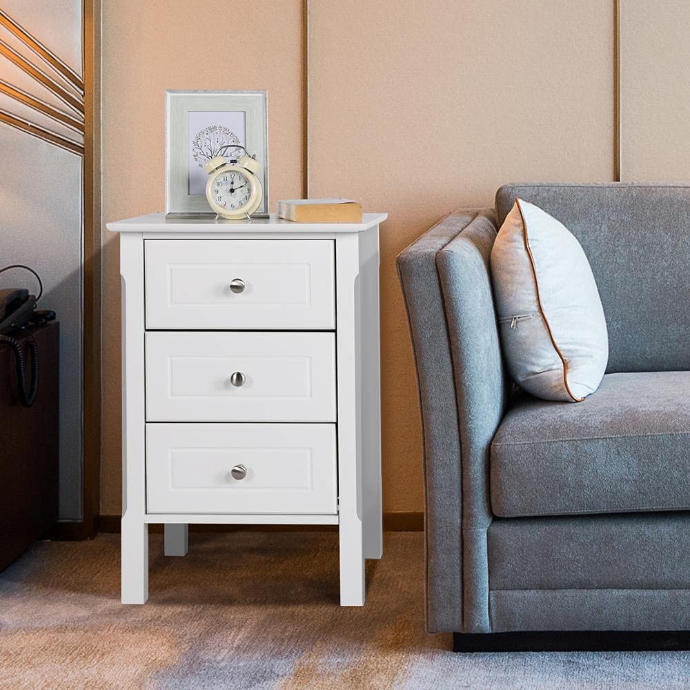 Yaheetech 2-Piece Set of 3-Drawer Bedside Cabinets - 60cm Height Nightstand with Storage for Bedroom, Living Room & Office Organization - Modern Bedside Chest of Drawers for Home Decor