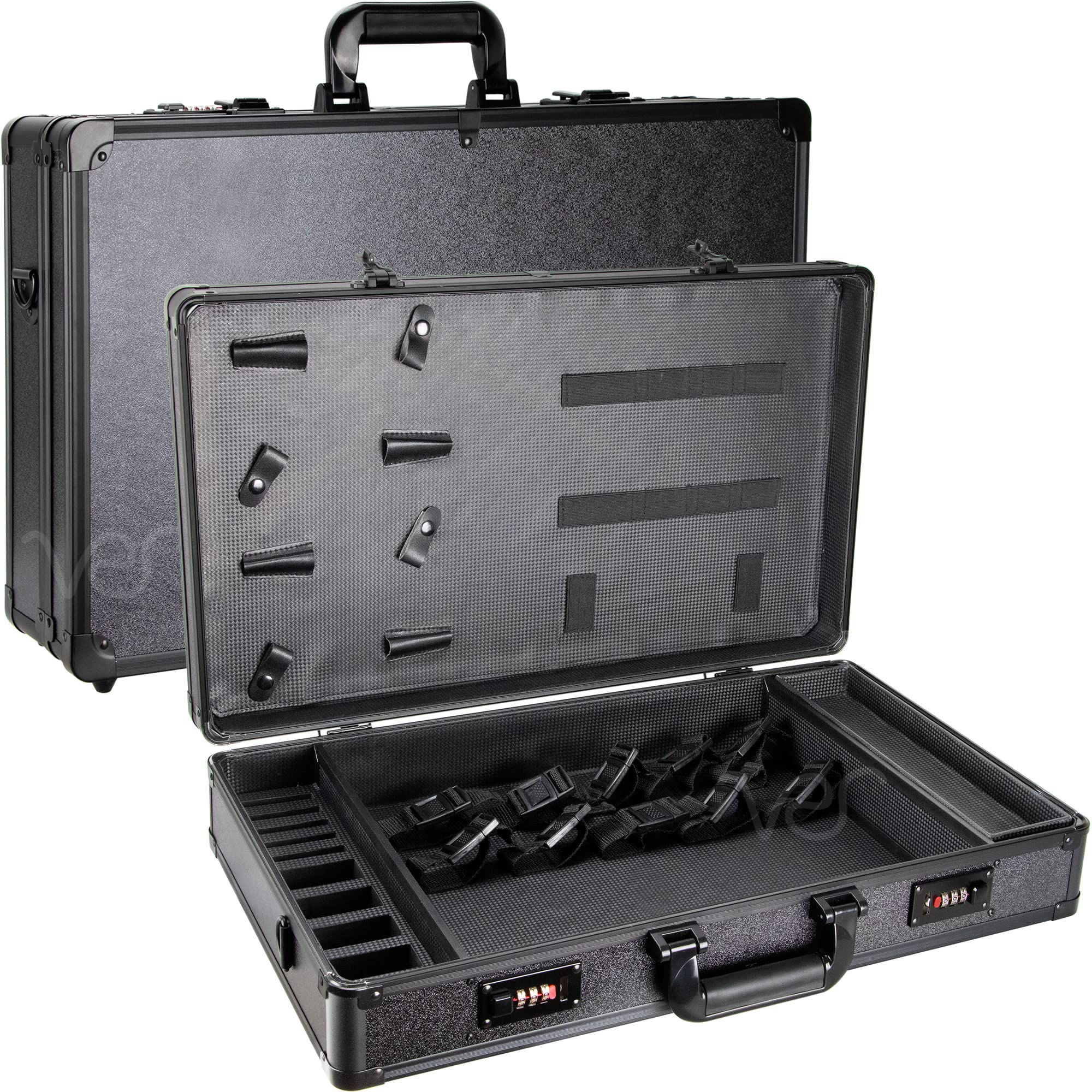 Professional Barber Travel Case - Black Matte Stylist Organizer for Clippers, Brushes & Combs | Portable Salon Train Case for Hairdressers & Stylists | Perfect for Mobile Barbers & Salon Professionals