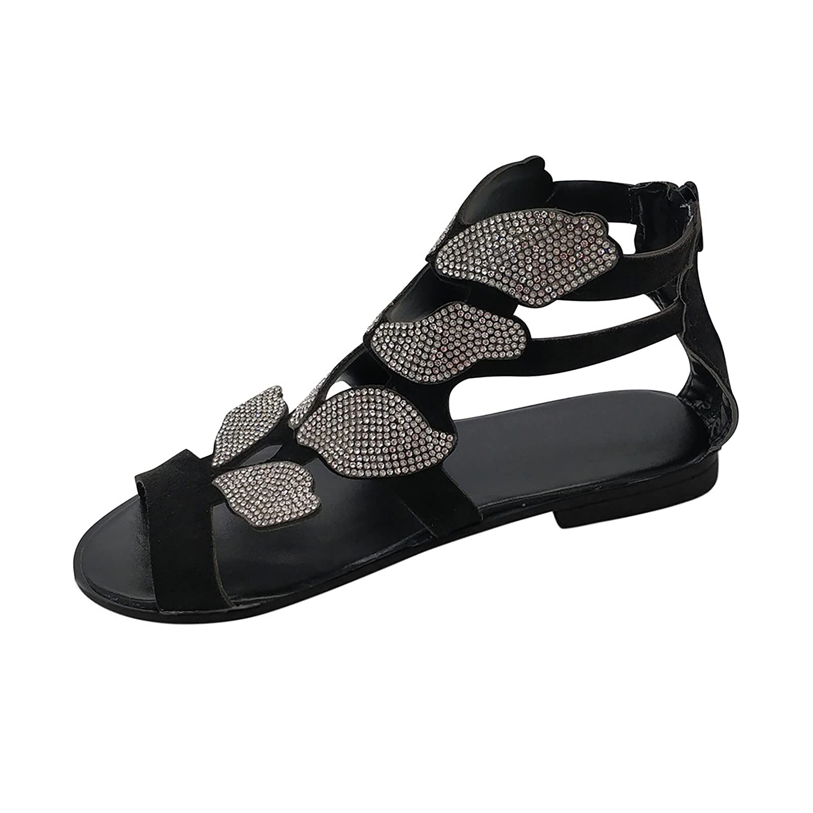 Crystal Rhinestone Sandals for Women - Open Toe Low Heel Dressy Summer Sandals | Perfect for Beach, Wedding, Party & Evening Occasions