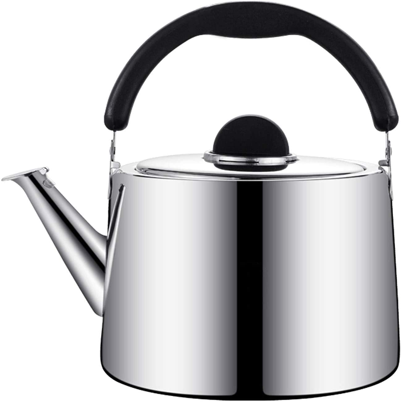 Premium Stainless Steel Whistling Tea Kettle - 5L Stovetop Whistle Kettle with Ergonomic Heat-Resistant Handle - Silver Tea Pot for Gas & Electric Stoves - Perfect for Home, Office & Camping Tea Brewing