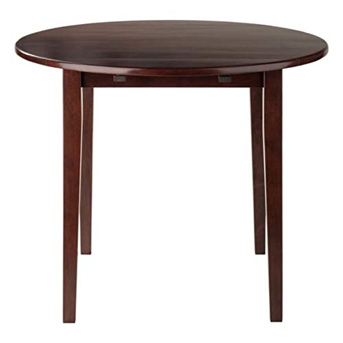 Ergode Clayton Round Drop Leaf Dining Table - 36 Inch Solid Walnut Wood Space Saving Table for Small Spaces - Easy Assembly (35.98