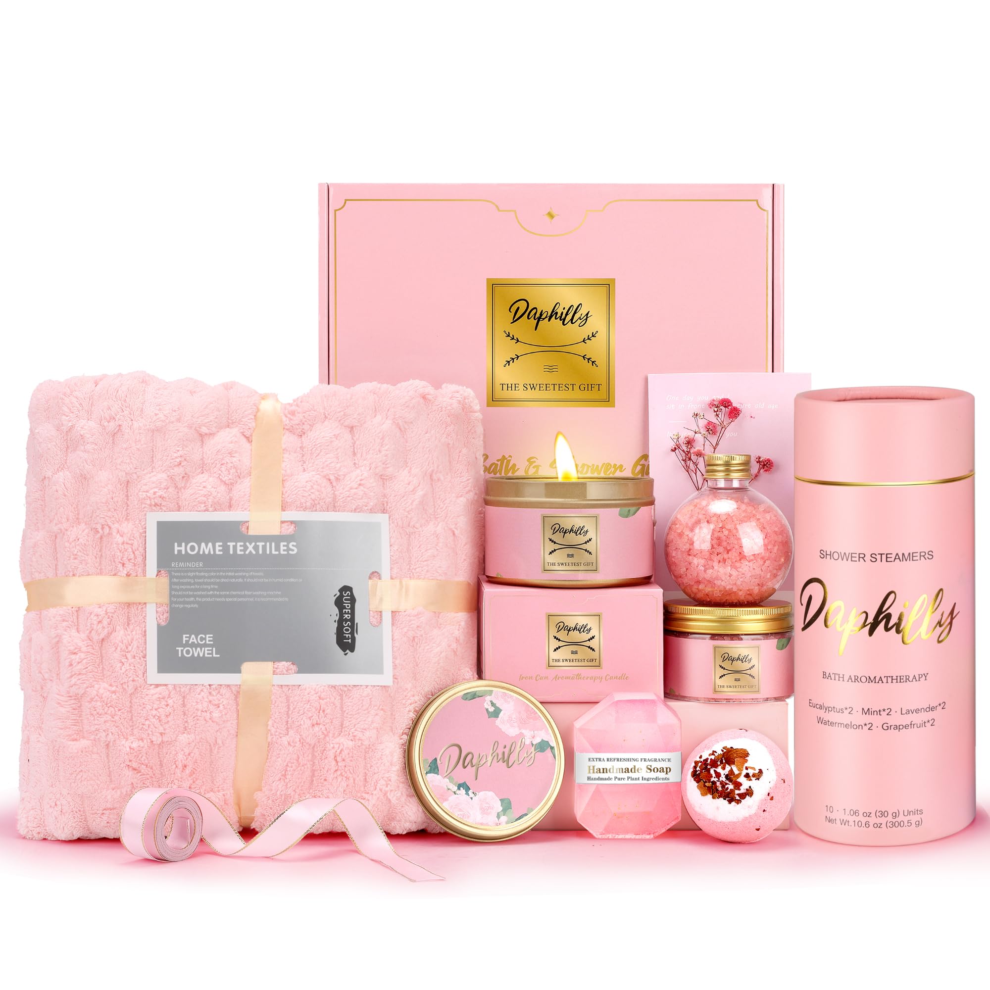 Relaxing Rose Spa Gift Basket for Women - Self Care Kit with Birthday, Get Well Soon & Christmas Gifts - Perfect Spa Day Present for Mom, Wife, Sister or Girlfriend | Ideal for Home Relaxation, Stress Relief & Pampering Sessions