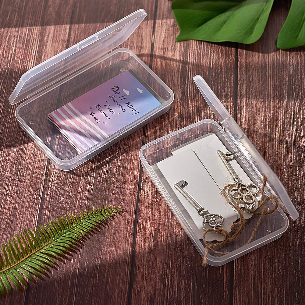 BENECREAT 10-Pack Clear Plastic Storage Boxes - 5x3.3x0.8 Inch Large Rectangle Bead Organizer Containers with Lids for Craft Supplies, Jewelry Making, Card Storage & Small Accessories - Perfect for DIY Projects, Office Organization & Home Craft Rooms