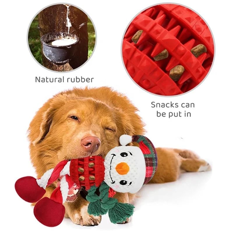 Premium Durable Snowman Dog Chew Toy for Medium & Large Breeds - Christmas Rope Toy with Plush & Rubber for Teeth Cleaning, Interactive Play - Perfect for Holiday Gifting & Indoor/Outdoor Playtime