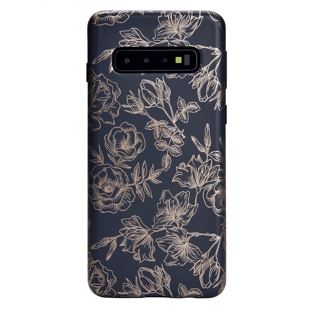 Floral Rose Gold Chrome Samsung Galaxy Phone Case - Elegant Protective Cover for Galaxy S21/S22/S23 - Perfect for Everyday Use & Special Occasions