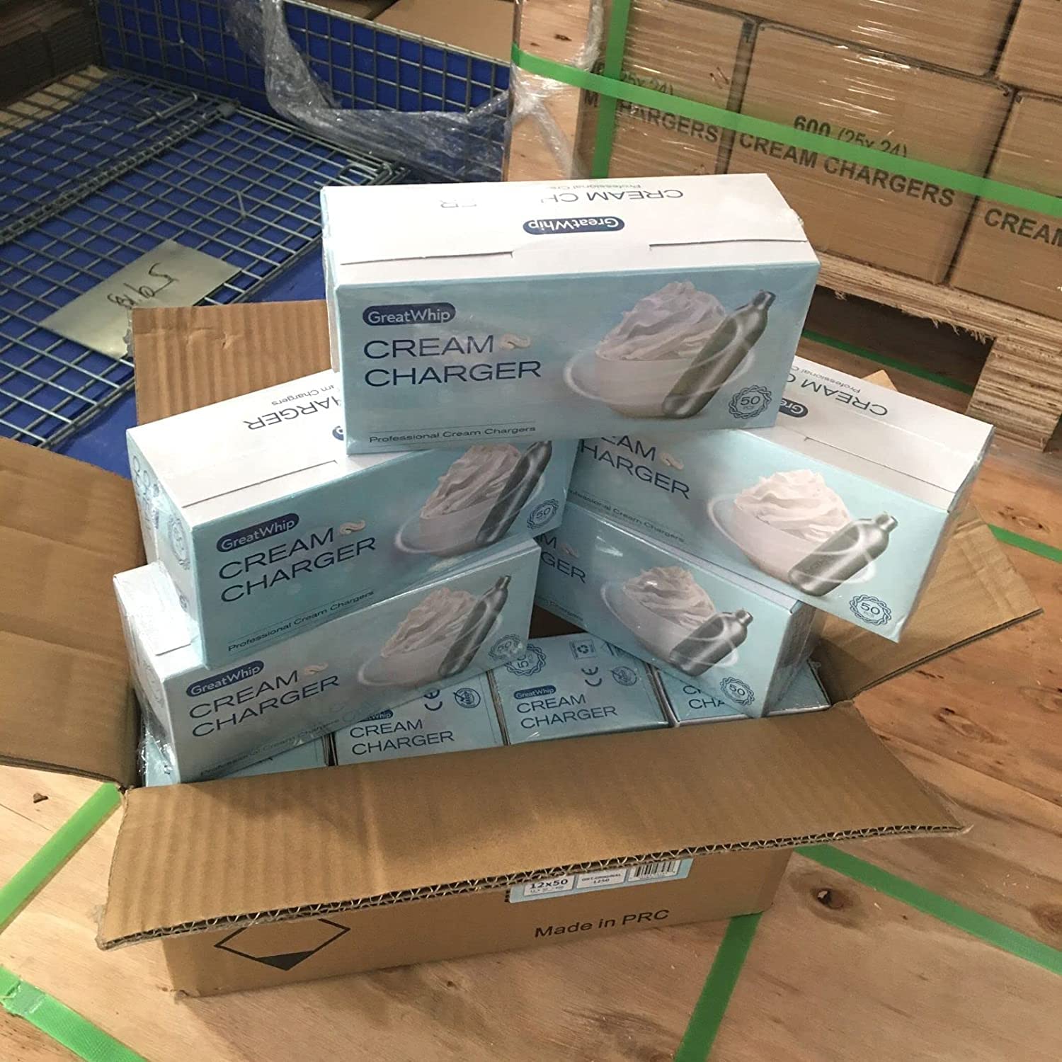 GreatWhip Whipped Cream Chargers - 1200 Count (2 Boxes) 8.2g N2O Cartridges for Cream Dispensers - Perfect for Baking, Desserts & Coffee Toppings
