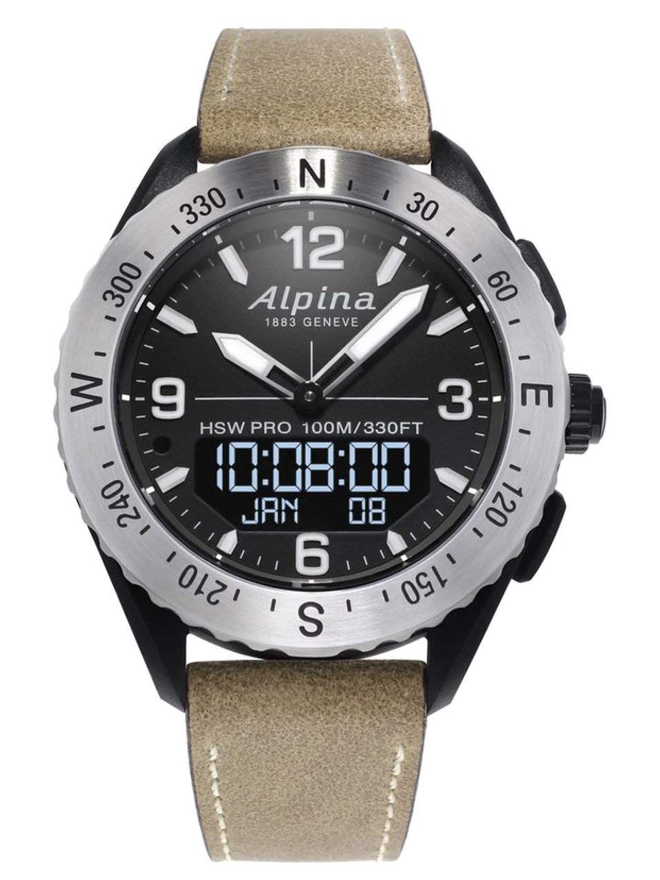 Alpina AL-283LBBW5SAQ6 Men's AlpinerX Smart Outdoor Watch with GPS, Heart Rate Monitor & Waterproof Design - Perfect for Hiking, Running & Adventure Activities
