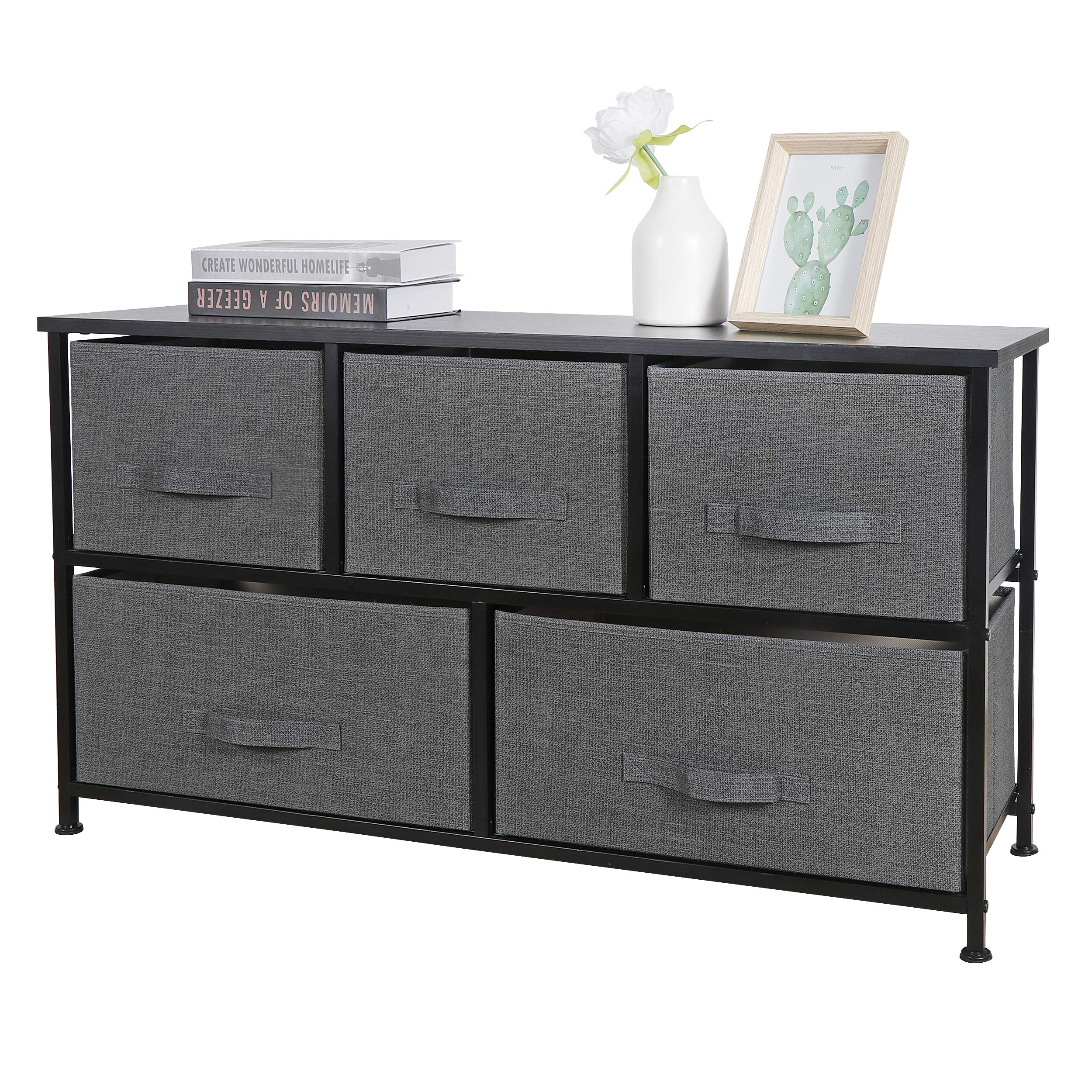 HomGarden Extra Wide Dresser with 6 Drawers, Fabric Storage Tower Organizer Unit with Easy Pull Handle - Perfect for Bedroom, Hallway, Entryway & Closet Organization (Beige, 36