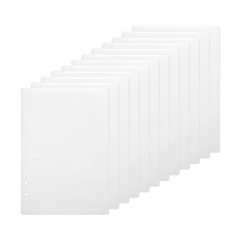 12 Pack A5 Size Sheet Protectors 5.3 x 8 Inch - Top Loading Plastic Sleeves for 6 Ring Binders | Acid-Free, Archival Safe Document & Photo Protectors | Perfect for School, Office & Home Organization